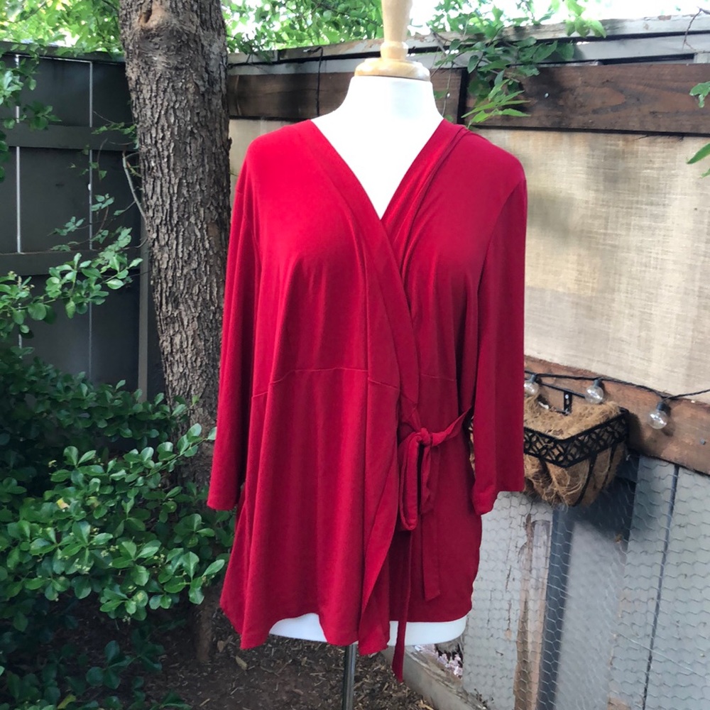 3/$30 Lane Bryant Red Wrap Shirt / Cardigan 26/28
